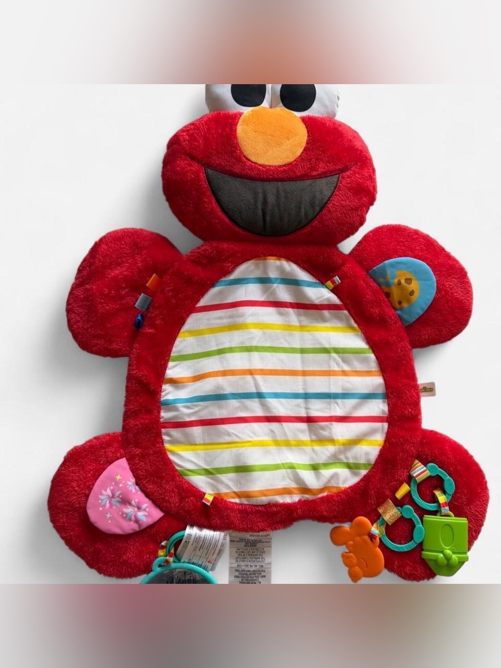 Sesame Street Red Elmo Plush Activity Mat with Colorful Stripes